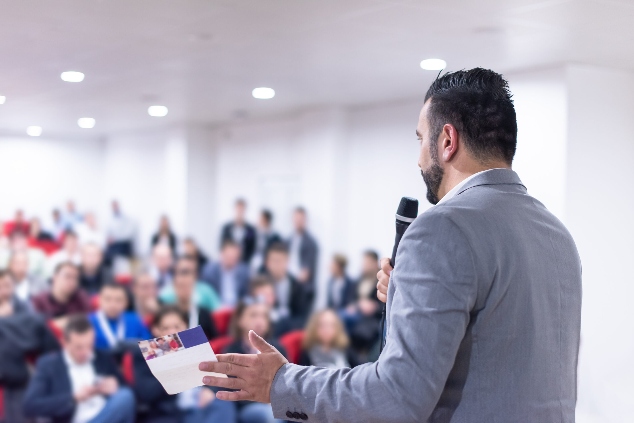 businessman giving presentations at conference room
